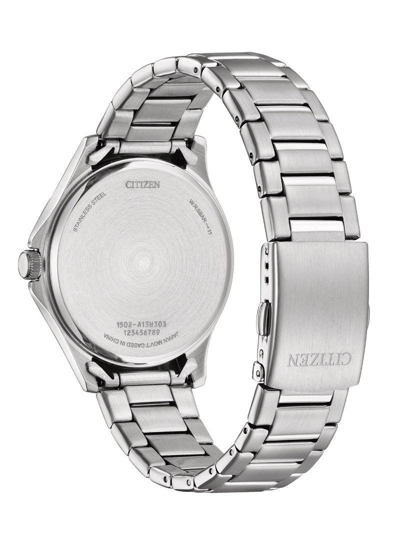 CITIZEN AQ Mid Gents Analog Watch BF2021‑82A, 41 mm White Dial & Silver Stainless Steel Bracelet,  50 m WR - Image 2